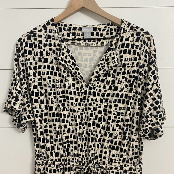 Chico's Abstract Print Stretchy Drawstring Waist Midi Dress w/Pockets, Size 8/10 - Picture 5 of 11